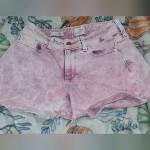 Pink acid wash high rise shorts